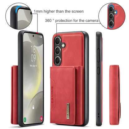 Pour Samsung Galaxy S24 FE 5G DG.MING M2 Series Étui portefeuille multi-cartes 3 volets + coque de téléphone magnétique (Rouge)