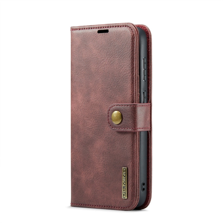 For Samsung Galaxy S24 FE 5G DG.MING Crazy Horse Texture Detachable Magnetic Leather Case(Red)