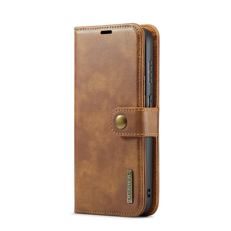 For Samsung Galaxy S24 FE 5G DG.MING Crazy Horse Texture Detachable Magnetic Leather Case(Brown)
