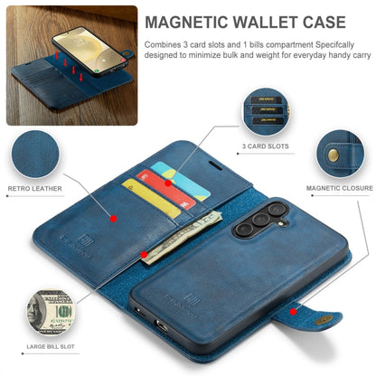 For Samsung Galaxy S24 FE 5G DG.MING Crazy Horse Texture Detachable Magnetic Leather Case(Blue)