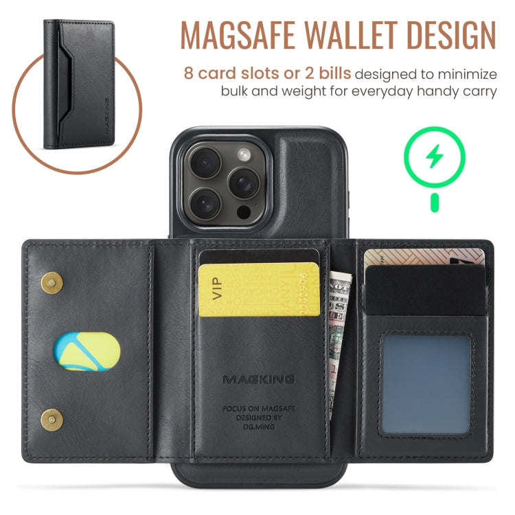 For iPhone 15 Pro Max MAGKING K2 Series MagSafe RFID Card Bag Detachable Phone Case(Black)