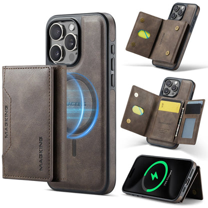 For iPhone 15 Pro Max MAGKING K2 Series MagSafe RFID Card Bag Detachable Phone Case(Coffee)