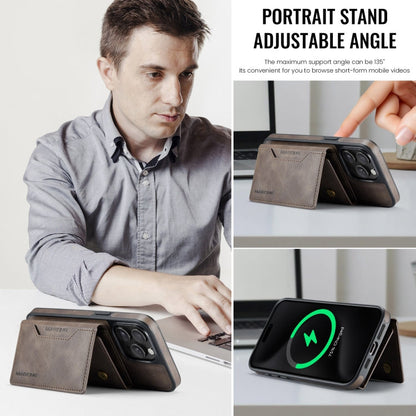 For iPhone 15 Pro Max MAGKING K2 Series MagSafe RFID Card Bag Detachable Phone Case(Coffee)