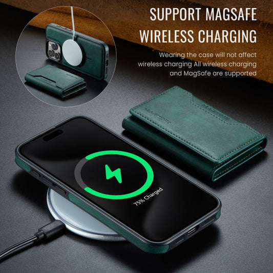 For iPhone 15 Pro Max MAGKING K2 Series MagSafe RFID Card Bag Detachable Phone Case(Green)