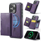 For iPhone 15 Pro Max MAGKING K2 Series MagSafe RFID Card Bag Detachable Phone Case(Purple)