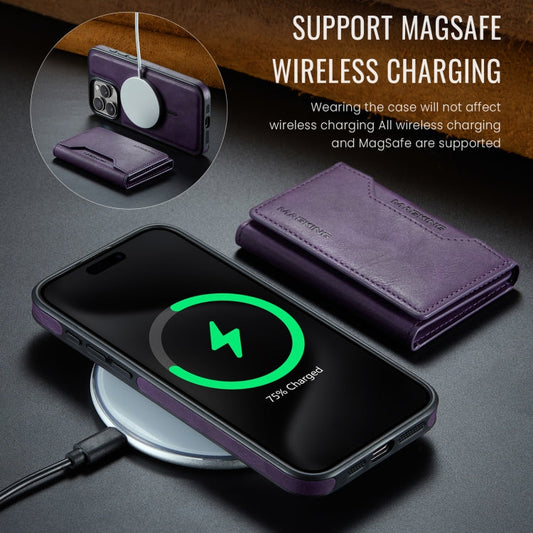 For iPhone 15 Pro Max MAGKING K2 Series MagSafe RFID Card Bag Detachable Phone Case(Purple)