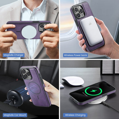 For iPhone 15 Pro Max MAGKING K2 Series MagSafe RFID Card Bag Detachable Phone Case(Purple)