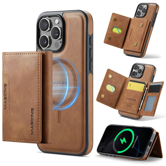 For iPhone 16 Pro Max MAGKING K2 Series MagSafe RFID Card Bag Detachable Phone Case(Brown)