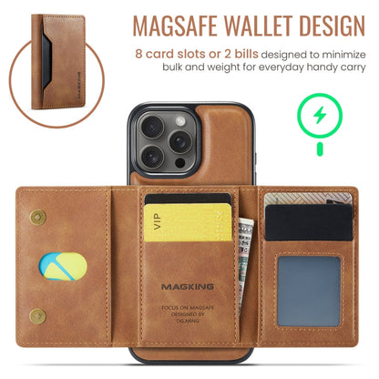For iPhone 16 Pro Max MAGKING K2 Series MagSafe RFID Card Bag Detachable Phone Case(Brown)