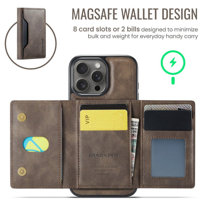 For iPhone 16 Pro Max MAGKING K2 Series MagSafe RFID Card Bag Detachable Phone Case(Coffee)