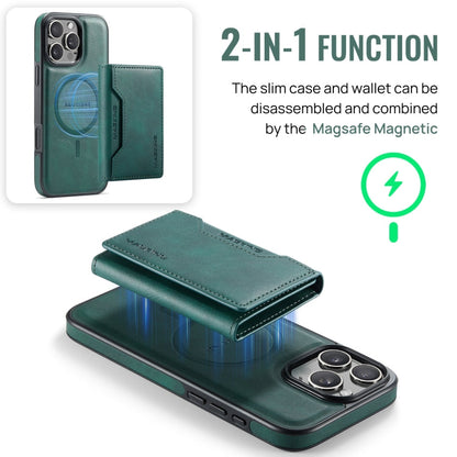 For iPhone 16 Pro Max MAGKING K2 Series MagSafe RFID Card Bag Detachable Phone Case(Green)