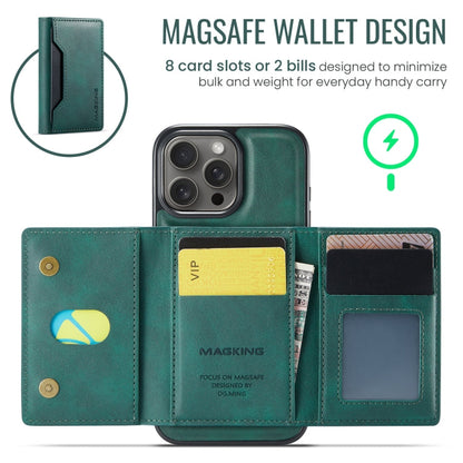 For iPhone 16 Pro Max MAGKING K2 Series MagSafe RFID Card Bag Detachable Phone Case(Green)