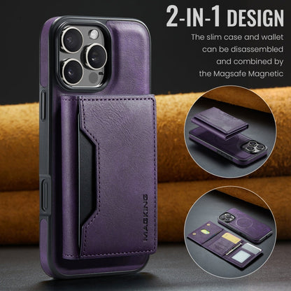 For iPhone 16 Pro Max MAGKING K2 Series MagSafe RFID Card Bag Detachable Phone Case(Purple)