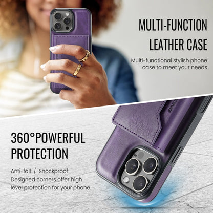 For iPhone 16 Pro Max MAGKING K2 Series MagSafe RFID Card Bag Detachable Phone Case(Purple)