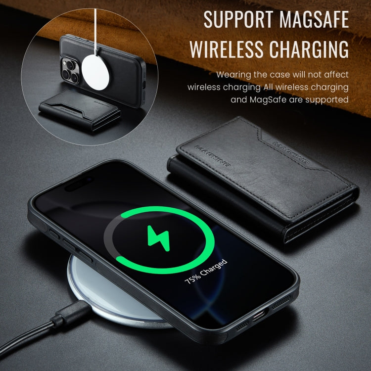 For iPhone 16 Pro MAGKING K2 Series MagSafe RFID Card Bag Detachable Phone Case(Black)