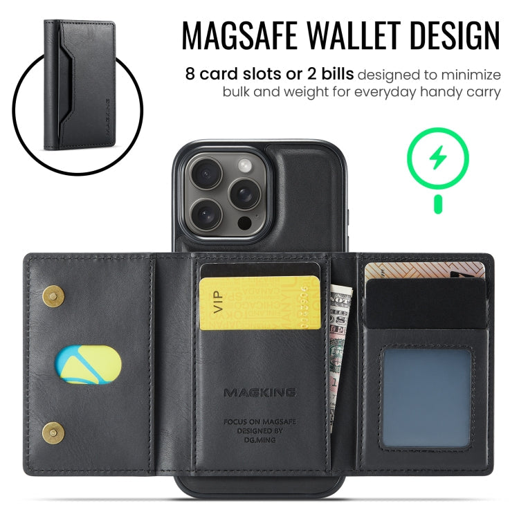 For iPhone 16 Pro MAGKING K2 Series MagSafe RFID Card Bag Detachable Phone Case(Black)