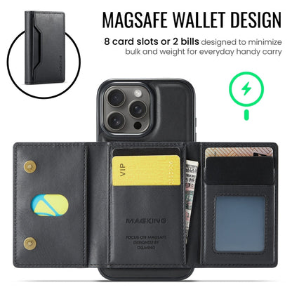 For iPhone 16 Pro MAGKING K2 Series MagSafe RFID Card Bag Detachable Phone Case(Black)