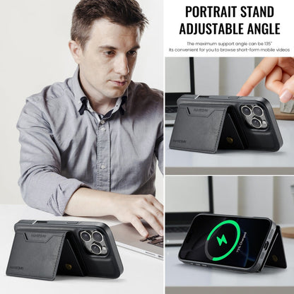 For iPhone 16 Pro MAGKING K2 Series MagSafe RFID Card Bag Detachable Phone Case(Black)