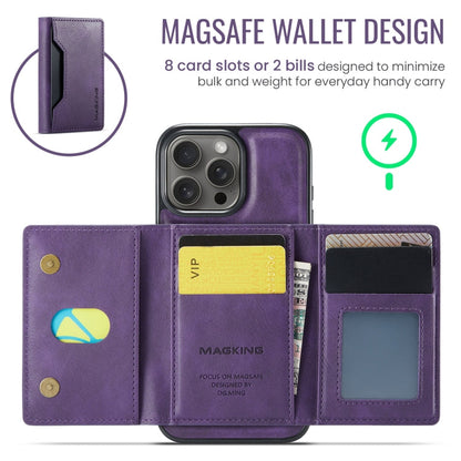 For iPhone 16 Pro MAGKING K2 Series MagSafe RFID Card Bag Detachable Phone Case(Purple)