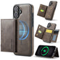 For iPhone 16 MAGKING K2 Series MagSafe RFID Card Bag Detachable Phone Case(Coffee)