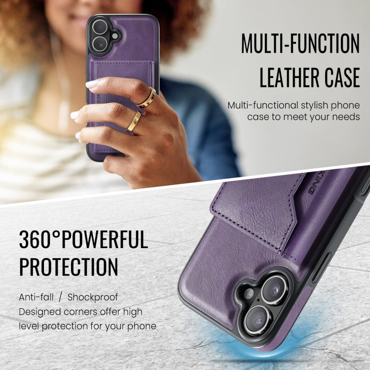 For iPhone 16 MAGKING K2 Series MagSafe RFID Card Bag Detachable Phone Case(Purple)