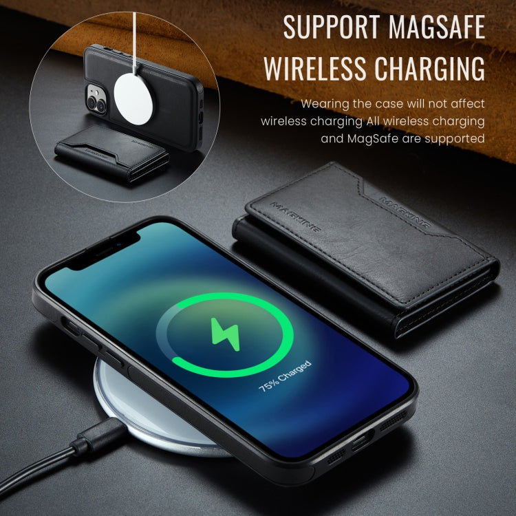 For iPhone 12 / 12 Pro MAGKING K2 Series MagSafe RFID Card Bag Detachable Phone Case(Black)