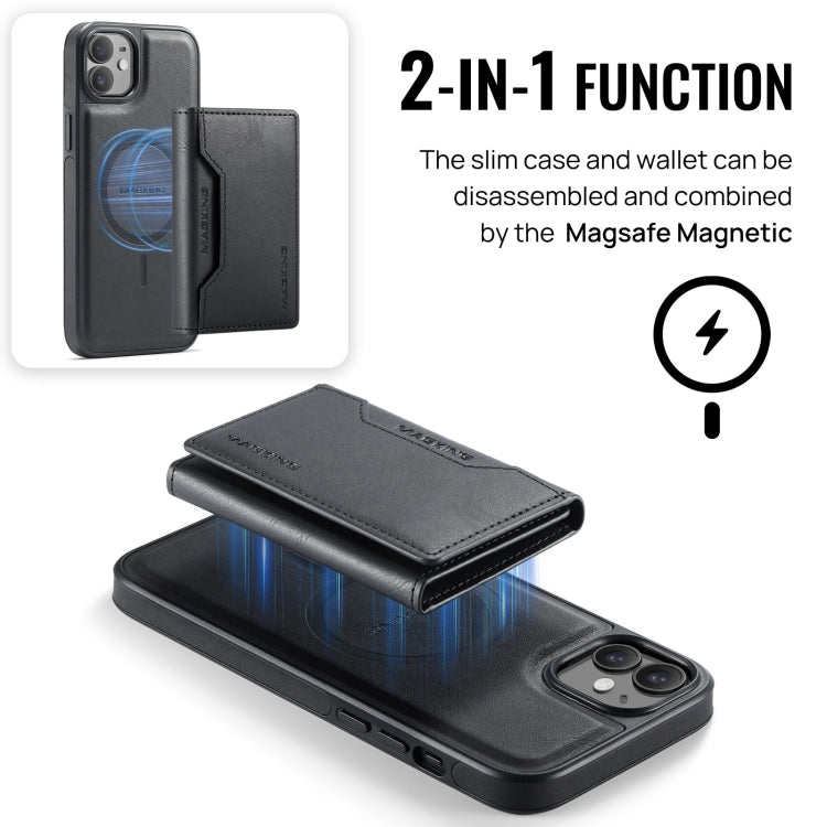 For iPhone 12 / 12 Pro MAGKING K2 Series MagSafe RFID Card Bag Detachable Phone Case(Black)