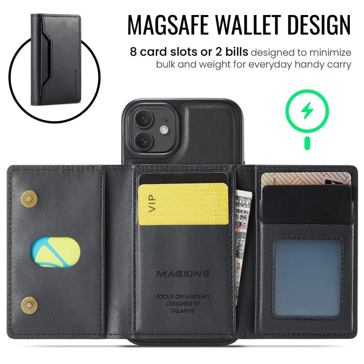 For iPhone 12 / 12 Pro MAGKING K2 Series MagSafe RFID Card Bag Detachable Phone Case(Black)