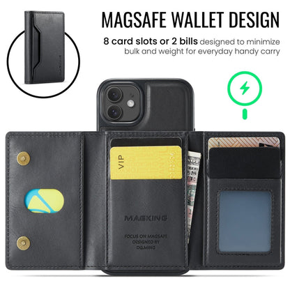 For iPhone 12 / 12 Pro MAGKING K2 Series MagSafe RFID Card Bag Detachable Phone Case(Black)