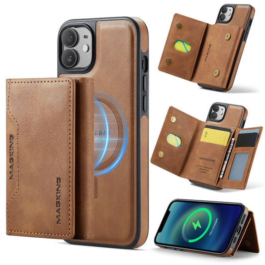For iPhone 12 / 12 Pro MAGKING K2 Series MagSafe RFID Card Bag Detachable Phone Case(Brown)
