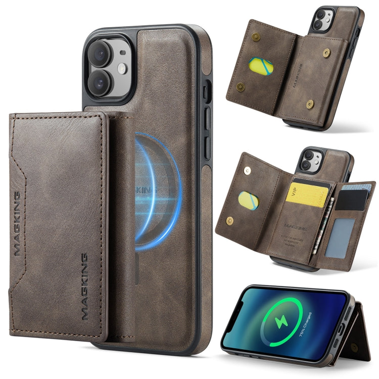 For iPhone 12 / 12 Pro MAGKING K2 Series MagSafe RFID Card Bag Detachable Phone Case(Coffee)