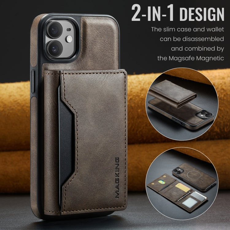 For iPhone 12 / 12 Pro MAGKING K2 Series MagSafe RFID Card Bag Detachable Phone Case(Coffee)