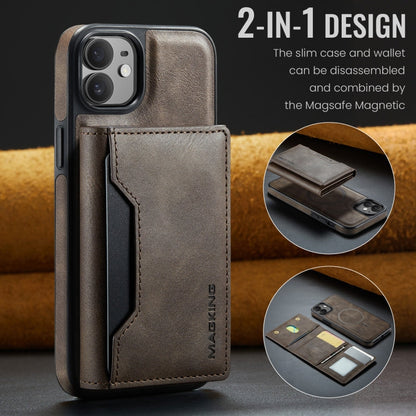 For iPhone 12 / 12 Pro MAGKING K2 Series MagSafe RFID Card Bag Detachable Phone Case(Coffee)