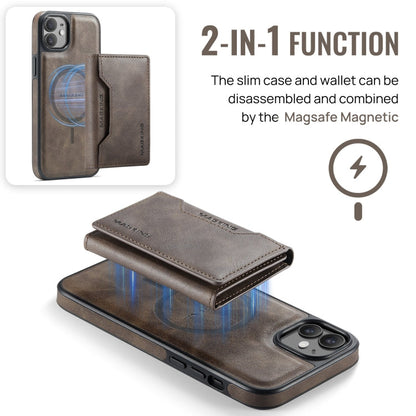 For iPhone 12 / 12 Pro MAGKING K2 Series MagSafe RFID Card Bag Detachable Phone Case(Coffee)