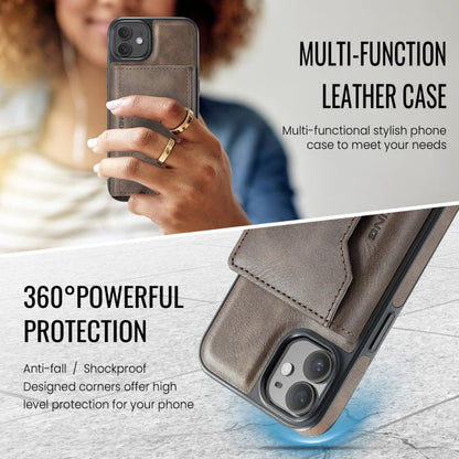 For iPhone 12 / 12 Pro MAGKING K2 Series MagSafe RFID Card Bag Detachable Phone Case(Coffee)