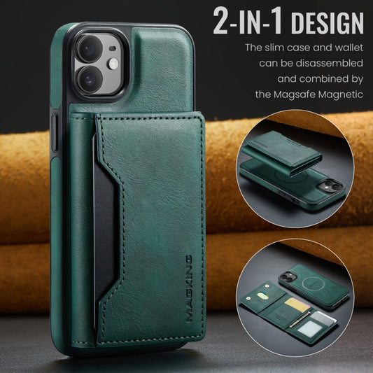 For iPhone 12 / 12 Pro MAGKING K2 Series MagSafe RFID Card Bag Detachable Phone Case(Green)