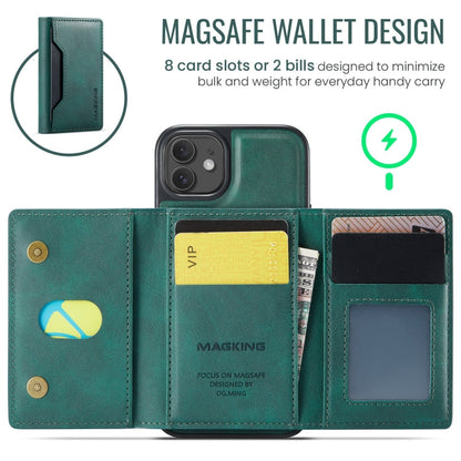 For iPhone 12 / 12 Pro MAGKING K2 Series MagSafe RFID Card Bag Detachable Phone Case(Green)