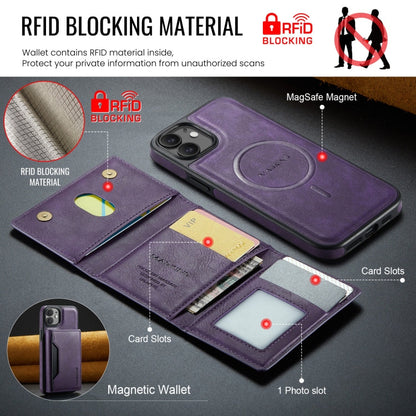 For iPhone 12 / 12 Pro MAGKING K2 Series MagSafe RFID Card Bag Detachable Phone Case(Purple)