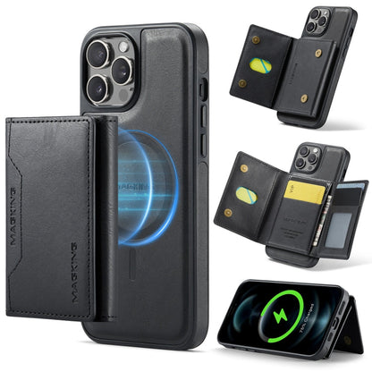 For iPhone 12 Pro Max MAGKING K2 Series MagSafe RFID Card Bag Detachable Phone Case(Black)
