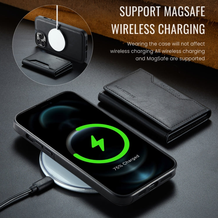 For iPhone 12 Pro Max MAGKING K2 Series MagSafe RFID Card Bag Detachable Phone Case(Black)