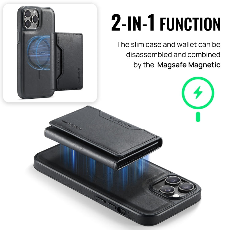 For iPhone 12 Pro Max MAGKING K2 Series MagSafe RFID Card Bag Detachable Phone Case(Black)