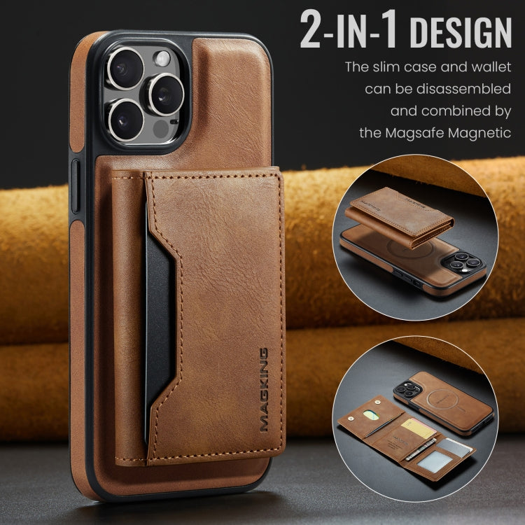 For iPhone 12 Pro Max MAGKING K2 Series MagSafe RFID Card Bag Detachable Phone Case(Brown)