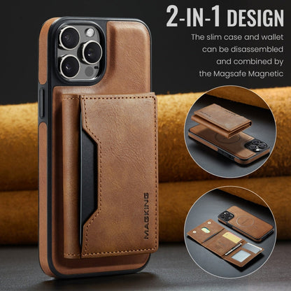 For iPhone 12 Pro Max MAGKING K2 Series MagSafe RFID Card Bag Detachable Phone Case(Brown)
