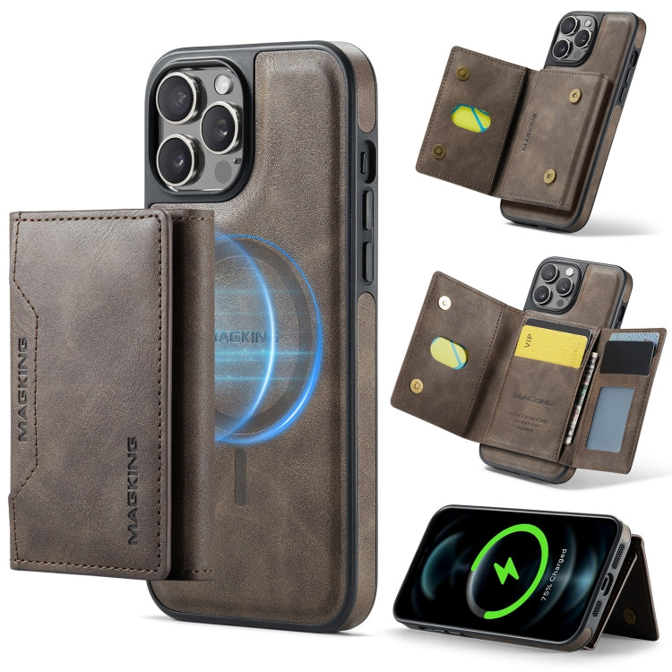 For iPhone 12 Pro Max MAGKING K2 Series MagSafe RFID Card Bag Detachable Phone Case(Coffee)