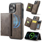 For iPhone 12 Pro Max MAGKING K2 Series MagSafe RFID Card Bag Detachable Phone Case(Coffee)
