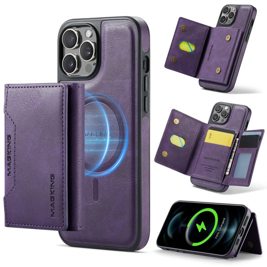 Pour iPhone 12 Pro Max Étui Portefeuille Détachable MAGKING K2 Series MagSafe RFID (Violet)