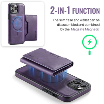 For iPhone 12 Pro Max MAGKING K2 Series MagSafe RFID Card Bag Detachable Phone Case(Purple)