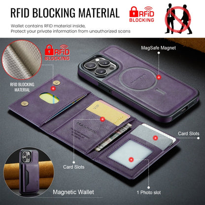 For iPhone 13 Pro Max MAGKING K2 Series MagSafe RFID Card Bag Detachable Phone Case(Purple)