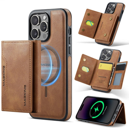 For iPhone 13 Pro MAGKING K2 Series MagSafe RFID Card Bag Detachable Phone Case(Brown)