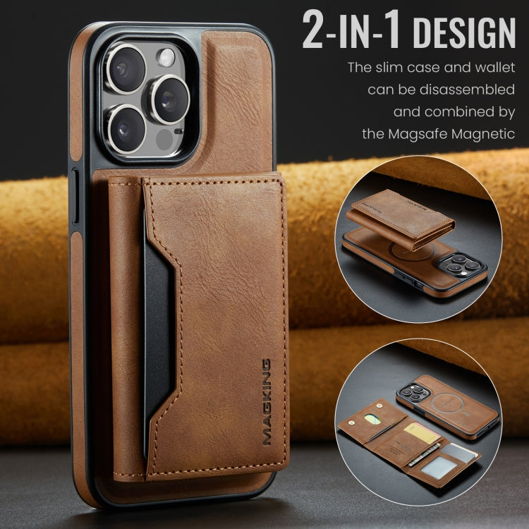 For iPhone 13 Pro MAGKING K2 Series MagSafe RFID Card Bag Detachable Phone Case(Brown)